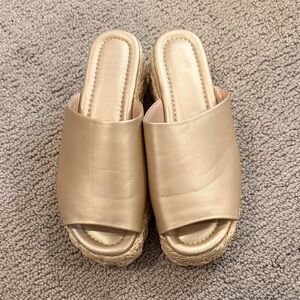 ShuShop Cream Wedge Mules